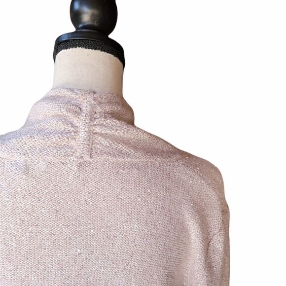 Knitted and Knotted Blush Shimmery Open Cardigan - Picture 5 of 8